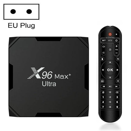 H96 Max+ Ultra Android 11 Smart TV Box with 4GB RAM black set top box with remote and EU plug