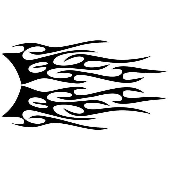 Flame Pattern Decorative Car Stickers, Two-Piece Set - black PVC flame decal for car sides or hood, easy peel-and-stick vehicle personalization