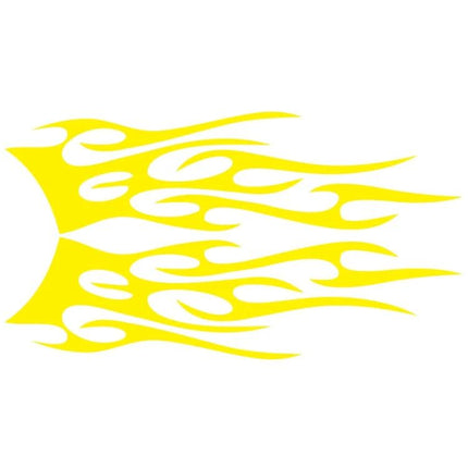 Flame Pattern Decorative Car Stickers, Two-Piece Set - yellow PVC flame decal for car side or hood, easy application, enhances exterior style