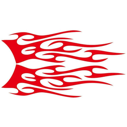 Flame Pattern Decorative Car Stickers, Two-Piece Set - red PVC flame decal for car sides or hood, easy application, bold racing style