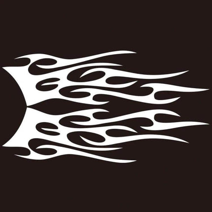 Flame Pattern Decorative Car Stickers, Two-Piece Set - white PVC flame decal design for car sides or hood, easy peel-and-stick vehicle personalization