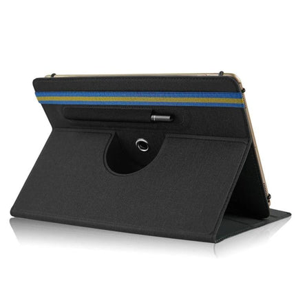 Universal Leather Case for 10-Inch Tablets with Flip Design and Pen Slot - black rotating stand with pen slot and kickstand