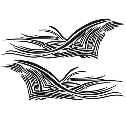 Decorative Lines Pattern Car Stickers Set, 2 Pieces black tribal-style vehicle decals for doors hood bumper