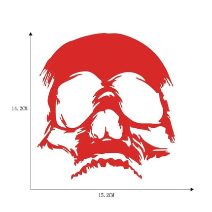 Decorative Evil Skull Pattern Sticker for Car Exteriors - red PET skull decal 15.2x14.2cm for hood doors bumpers, fade-resistant removable