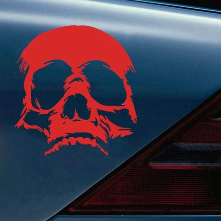 Decorative Evil Skull Pattern Sticker for Car Exteriors red skull decal on car panel PET material, durable, removable, fade-resistant