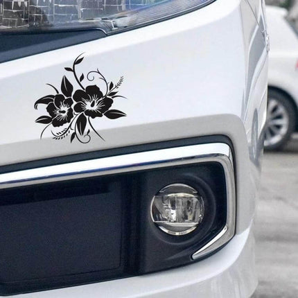 Flowers Bloom Pattern Decorative Car Sticker for Vehicles on white sedan front bumper reflective removable floral decal