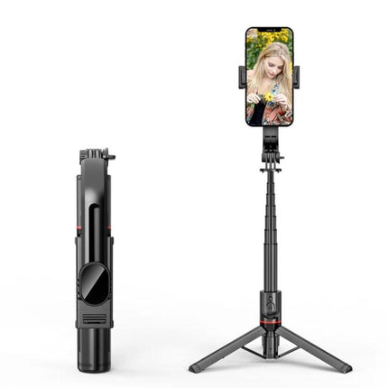 Selfie Stick Tripod for Everyday Photo Capture Moments showing folded and extended tripod with smartphone mounted for hands-free group and selfie shots