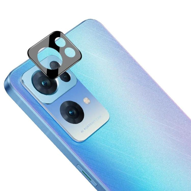 Black Rear Camera Lens Protector Film shown lifted above a smartphone camera module to shield lenses from scratches while preserving photo clarity