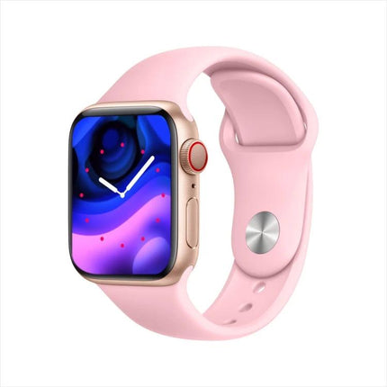 A Smart Watch for Everyday Fitness and Connectivity Tracking - pink band smart watch showing activity screen, heart rate and notifications