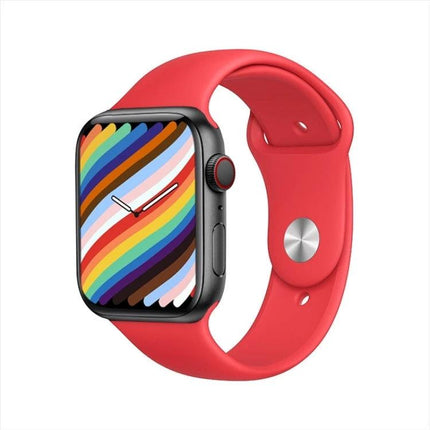 A Smart Watch for Everyday Fitness and Connectivity Tracking - red sport band, activity and notification display