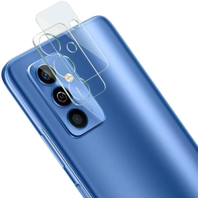 Imak Rear Camera Lens Tempered Glass Protector for Smartphones clear tempered glass shield for rear camera lenses on blue smartphone, scratch protection