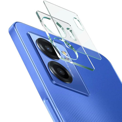 Imak Rear Camera Lens Tempered Glass Protector for Smartphones clear lens shield on blue phone preventing scratches