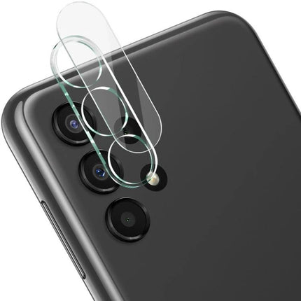 Imak Rear Camera Lens Tempered Glass Protector for Smartphones clear ring protectors shown over smartphone rear camera lenses