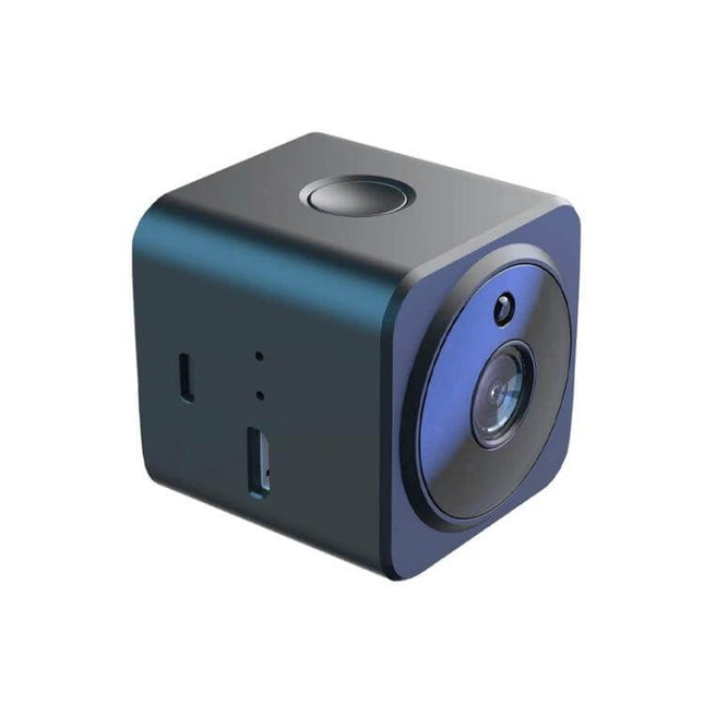 Wireless Home Security Camera with Infrared Night Vision compact cube camera mounted for living room or entryway monitoring in low-light conditions