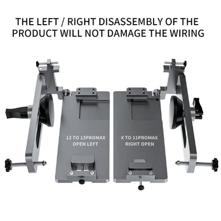 TBK Heat-Free Screen Disassembly Tool for Safe Repairs showing adjustable clamps and dual trays for left/right screen removal