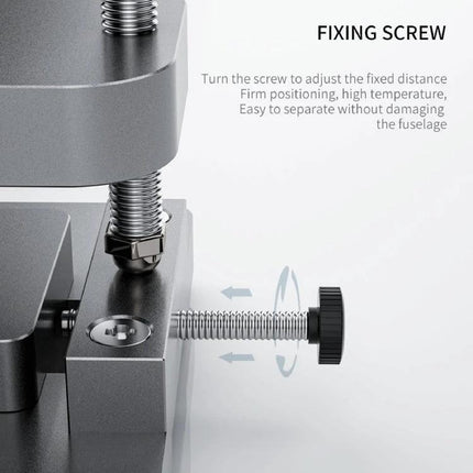 TBK Heat-Free Screen Disassembly Tool for Safe Repairs - close-up of fixing screw and adjustable clamp mechanism for screen separation