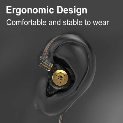 KZ In-Ear Wired Headphones For Running Commuting Everyday ergonomic gold driver secure fit for running commuting and desk work
