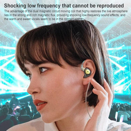 KZ In-Ear Wired Headphones For Running Commuting Everyday shown worn by woman at concert with secure fit and cord