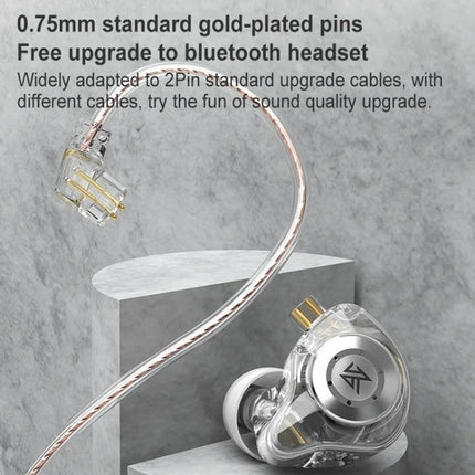 KZ In-Ear Wired Headphones For Running Commuting Everyday clear transparent earbud with 0.75mm gold-plated pins cable