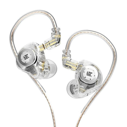 KZ In-Ear Wired Headphones For Running Commuting Everyday clear transparent wired earbuds with secure over-ear hooks and 3.5mm jack