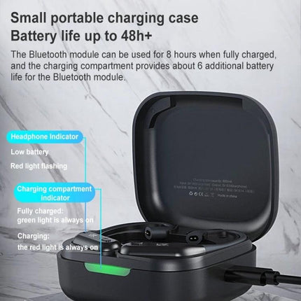 KZ Compact Wireless Headset For Commuting And Office Calls with compact charging case showing LED indicators and earbuds