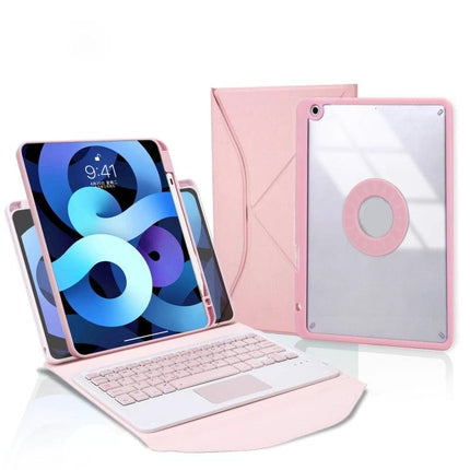 Protective Leather Case with Bluetooth Keyboard for iPad Pro 11 Inch Tablet in pink with detachable keyboard and folio stand
