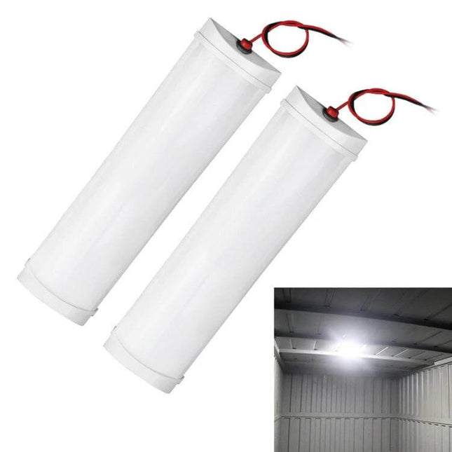 Truck Cabin LED Reading Light For Interior Use Two Install Options - pair of cylindrical white LED cabin lights with screw buckle and tape mount