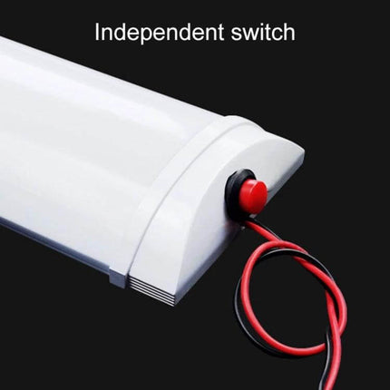 Truck Cabin LED Reading Light For Interior Use Two Install Options showing white LED bar with independent red push switch and red/black wires