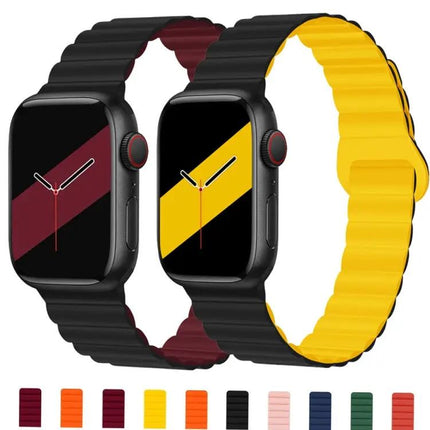 Reverse Buckle Magnetic Silicone Watch Band For Apple Watch