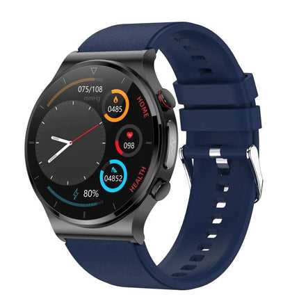 Smart Watch for Daily Health and Activity Monitoring - navy blue smartwatch showing heart rate, steps, calories and sleep tracking on full-touch screen