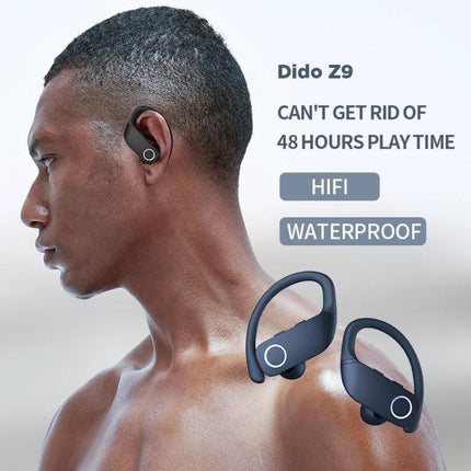 Sanag Wireless Sports Earbuds For Workouts And Commuting shown on athletic man wearing sweat‑resistant Bluetooth Z9 earbuds