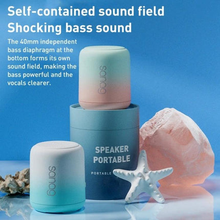 Sanag Compact Bluetooth Speaker For Travel And Outdoor portable pastel speaker showing bass, Bluetooth 5.0, TF card, travel-ready