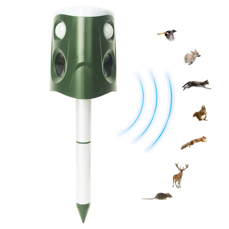 360-Degree Ultrasonic Solar-Powered Animal Repellent for Outdoor Protection