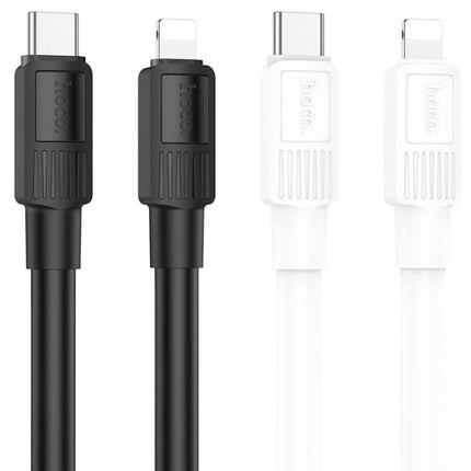 Hoco Charging Cable for Daily Phone Power Needs - 1m black and white USB-C to Lightning cords, tangle-free everyday charging