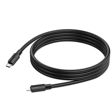Hoco Charging Cable for Daily Phone Power Needs - 1m black USB-C to Lightning cable for reliable tangle-free everyday charging