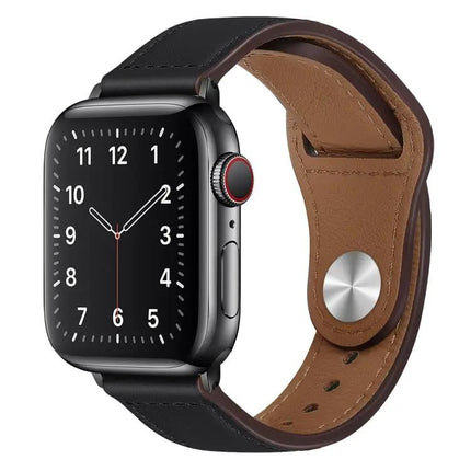 PU Leather Black Buckle Watch Band For Apple Watch 38-45mm