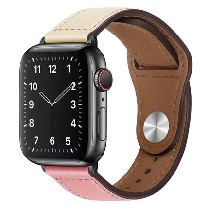 PU Leather Black Buckle Watch Band For Apple Watch 38-45mm