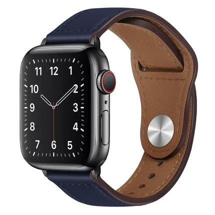 PU Leather Black Buckle Watch Band For Apple Watch 38-45mm