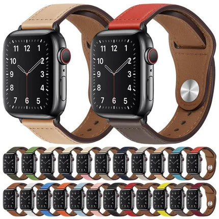 PU Leather Black Buckle Watch Band For Apple Watch 38-45mm