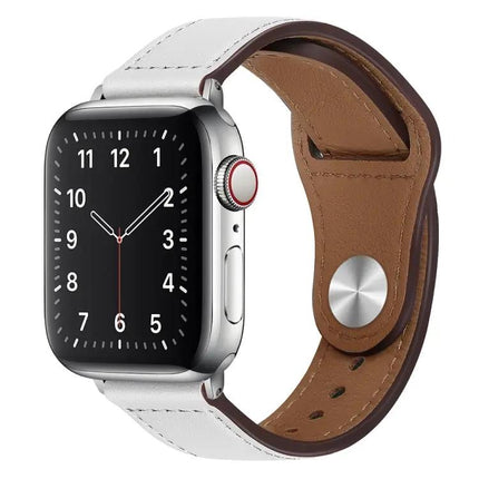 PU Leather Silver Buckle Apple Watch Band Strap 38-45mm