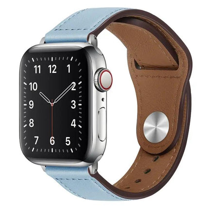 PU Leather Silver Buckle Apple Watch Band Strap 38-45mm