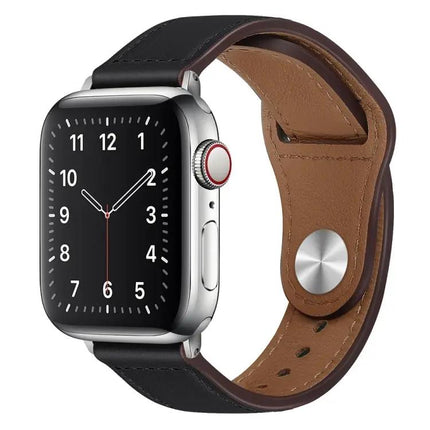 PU Leather Silver Buckle Apple Watch Band Strap 38-45mm