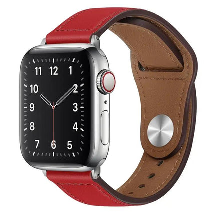PU Leather Silver Buckle Apple Watch Band Strap 38-45mm