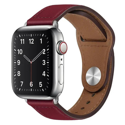 PU Leather Silver Buckle Apple Watch Band Strap 38-45mm