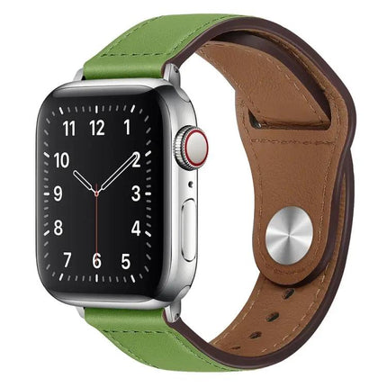 PU Leather Silver Buckle Apple Watch Band Strap 38-45mm