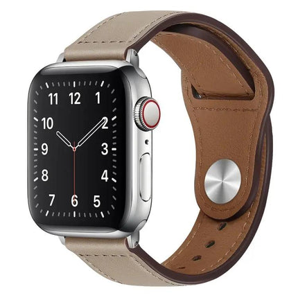 PU Leather Silver Buckle Apple Watch Band Strap 38-45mm