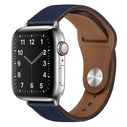 PU Leather Silver Buckle Apple Watch Band Strap 38-45mm