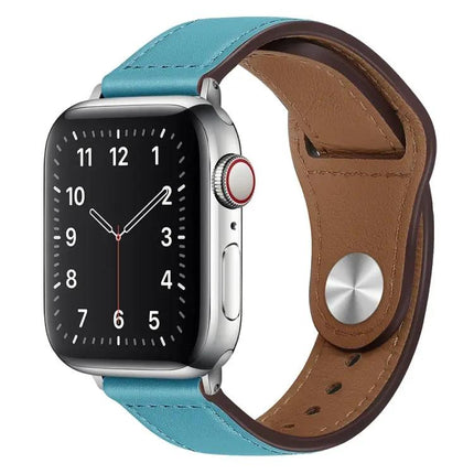 PU Leather Silver Buckle Apple Watch Band Strap 38-45mm