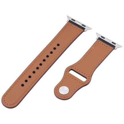 PU Leather Silver Buckle Apple Watch Band Strap 38-45mm