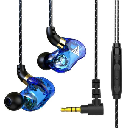Wired In-Ear Earphones With Mic And 3.5mm Jack For Daily Use clear blue ergonomic earbuds with inline mic and angled gold jack